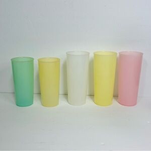 Tumblers vintage tupperware mcm plastic retro tumblers pastel yellow green pink